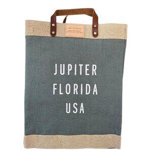 Apolis Market Tote Bag - "Jupiter Florida USA" Lettering - Grey - NWT